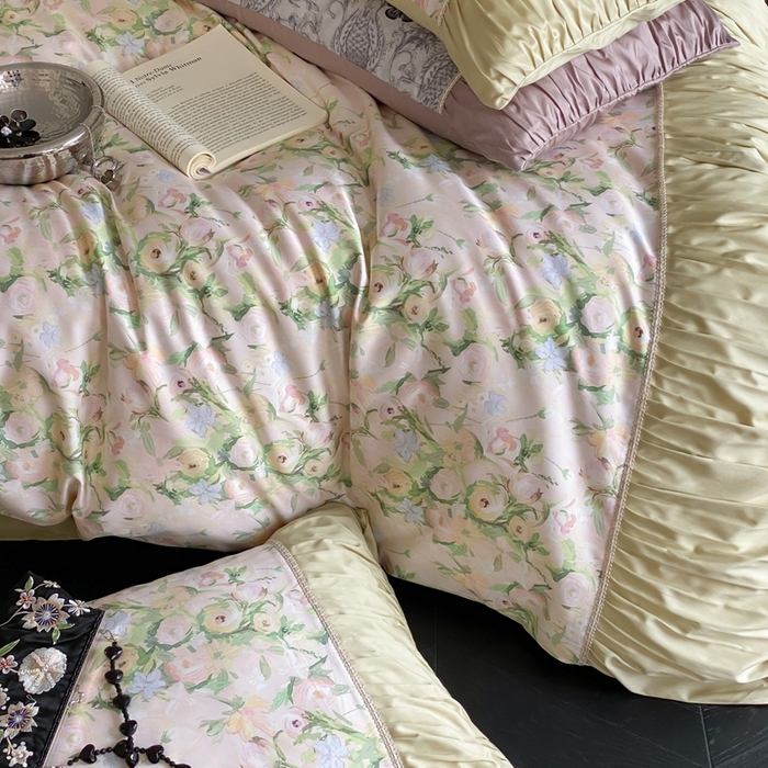 91家纺网 家纺一手货源 找家纺 优然居家纺 2024新款60s天丝数码印花四件套-轻舞飞扬花海