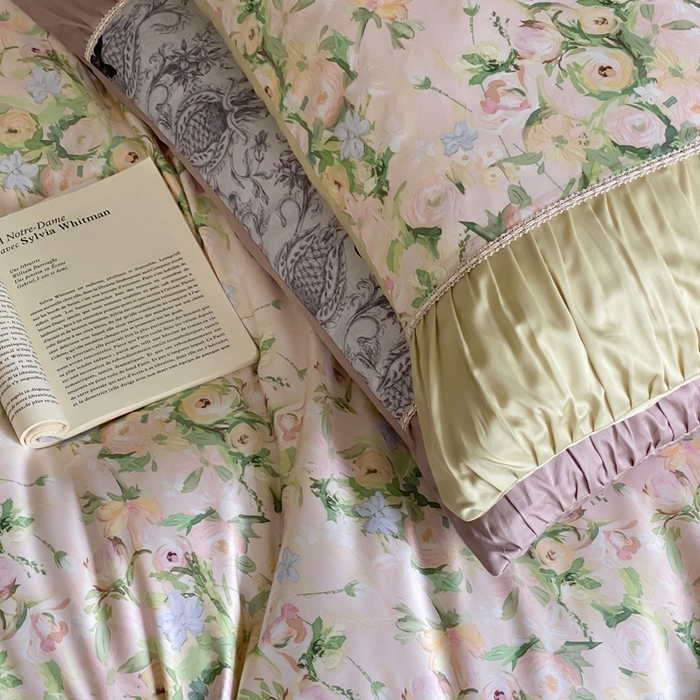 91家纺网 家纺一手货源 找家纺 优然居家纺 2024新款60s天丝数码印花四件套-轻舞飞扬花海