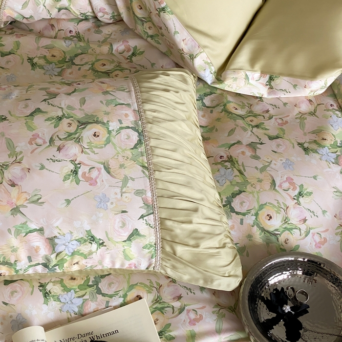 91家纺网 家纺一手货源 找家纺 优然居家纺 2024新款60s天丝数码印花四件套-轻舞飞扬花海