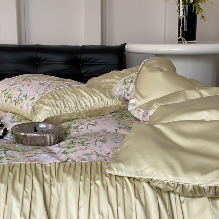 91家纺网 家纺一手货源 找家纺 优然居家纺 2024新款60s天丝数码印花四件套-轻舞飞扬花海