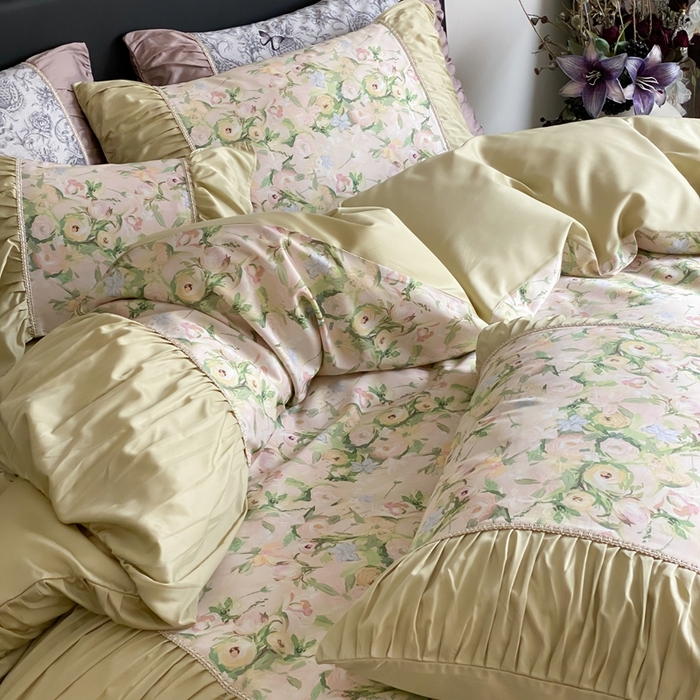 91家纺网 家纺一手货源 找家纺 优然居家纺 2024新款60s天丝数码印花四件套-轻舞飞扬花海