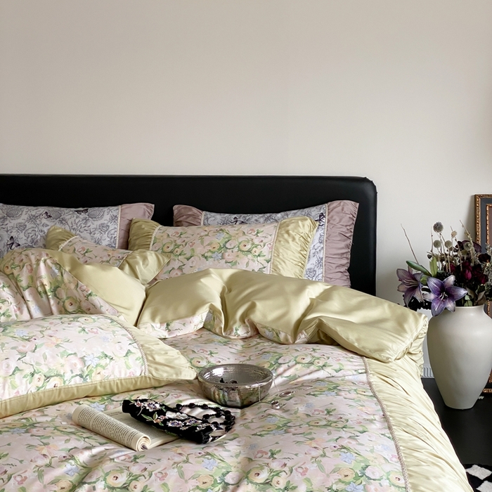 91家纺网 家纺一手货源 找家纺 优然居家纺 2024新款60s天丝数码印花四件套-轻舞飞扬花海