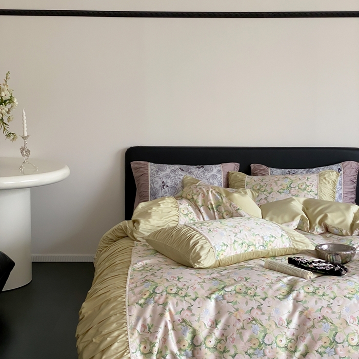 91家纺网 家纺一手货源 找家纺 优然居家纺 2024新款60s天丝数码印花四件套-轻舞飞扬花海