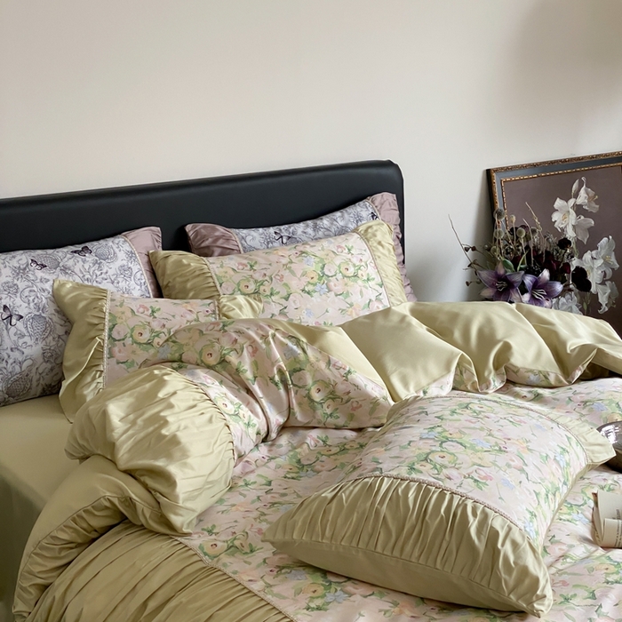 91家纺网 家纺一手货源 找家纺 优然居家纺 2024新款60s天丝数码印花四件套-轻舞飞扬花海