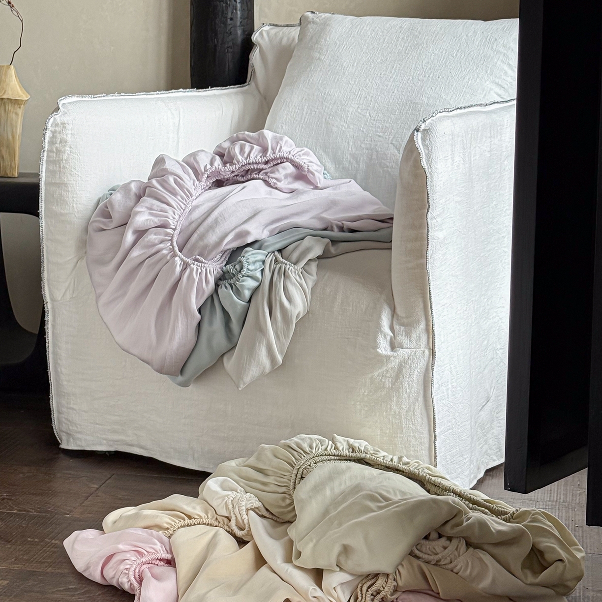 91家纺网 家纺一手货源 找家纺 （总）时光里 2026新款60支水洗天丝单床笠 床笠单件床笠单品