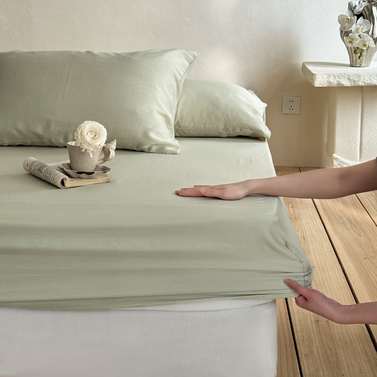 91家纺网 家纺一手货源 找家纺 （总）时光里 2026新款60支水洗天丝单床笠 床笠单件床笠单品