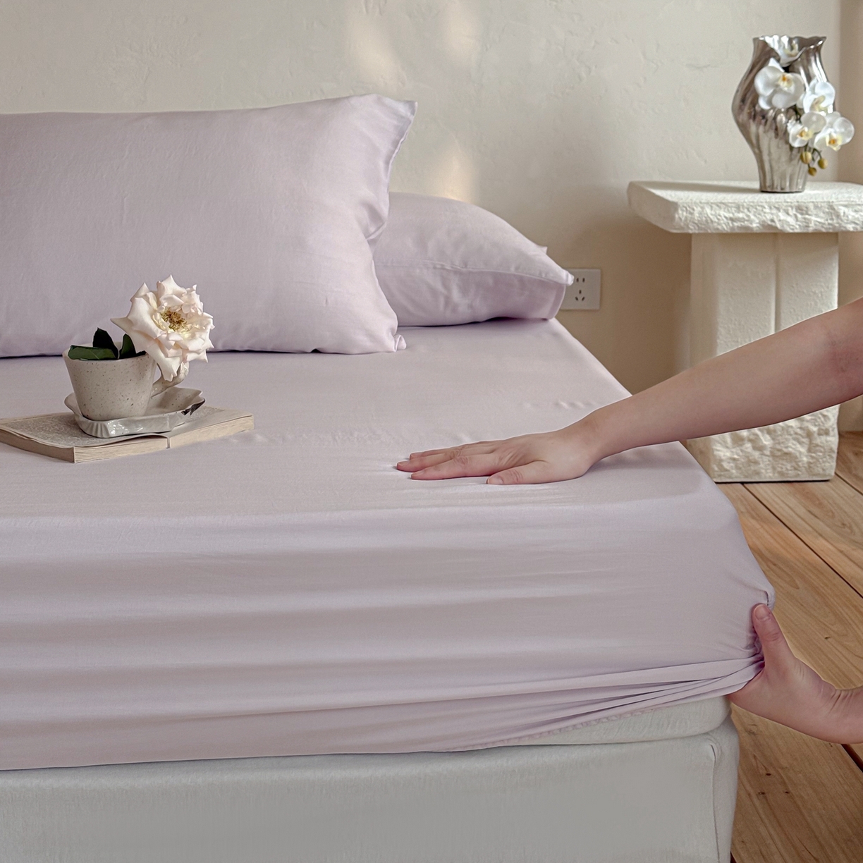 91家纺网 家纺一手货源 找家纺 （总）时光里 2026新款60支水洗天丝单床笠 床笠单件床笠单品