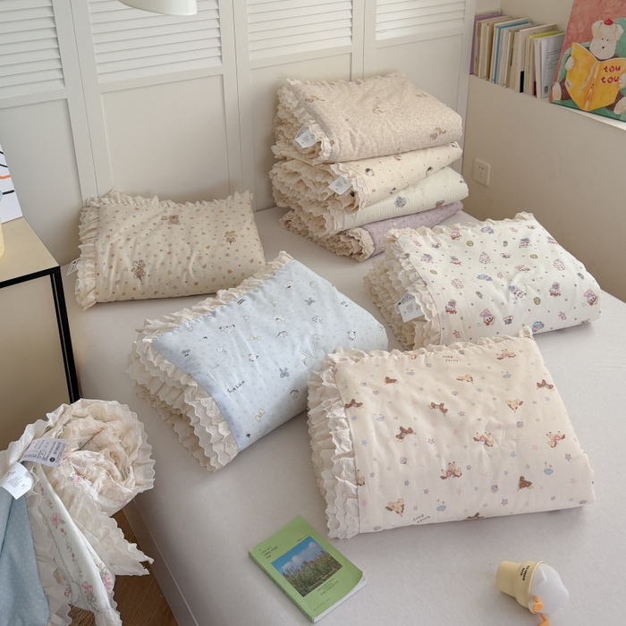 91家纺网 家纺一手货源 找家纺 （总）暖生活 2026春夏新款全棉花边款夏被夏凉被空调被-卡通版