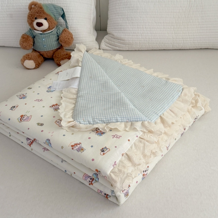 91家纺网 家纺一手货源 找家纺 暖生活 2026春夏新款全棉花边款夏被夏凉被空调被-卡通版 快乐小新