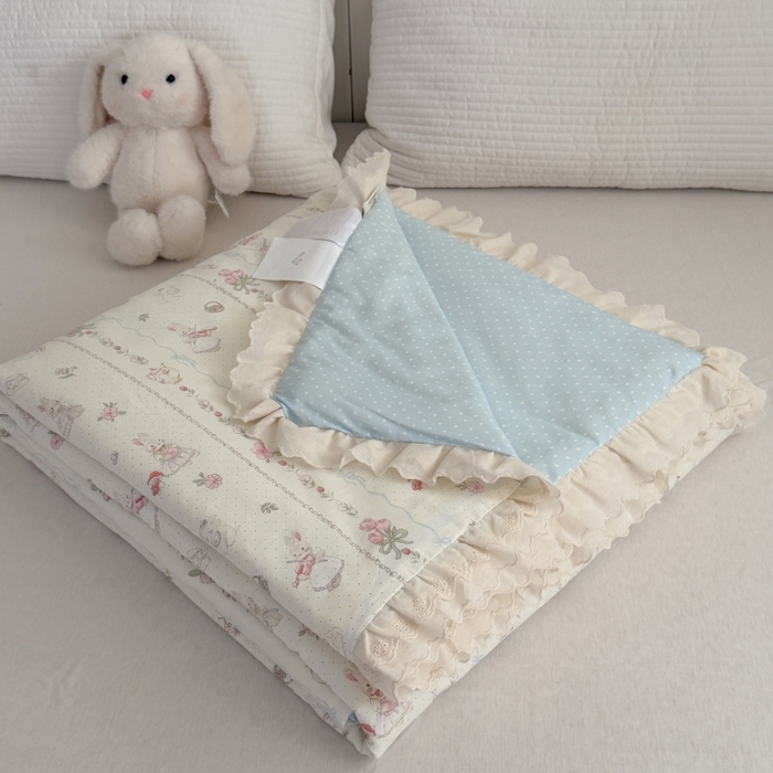 91家纺网 家纺一手货源 找家纺 暖生活 2026春夏新款全棉花边款夏被夏凉被空调被-卡通版 蕾丝兔