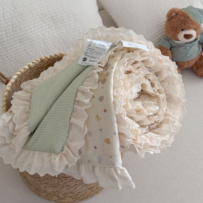 91家纺网 家纺一手货源 找家纺 暖生活 2026春夏新款全棉花边款夏被夏凉被空调被-卡通版 南瓜小熊