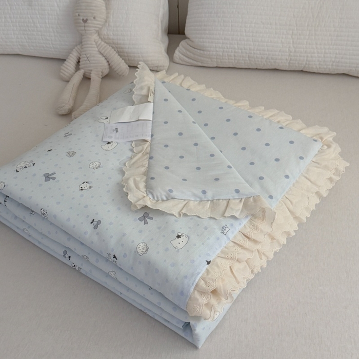 91家纺网 家纺一手货源 找家纺 暖生活 2026春夏新款全棉花边款夏被夏凉被空调被-卡通版 软蓝小宠