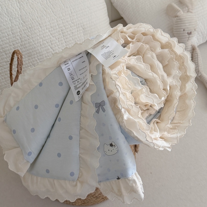 91家纺网 家纺一手货源 找家纺 暖生活 2026春夏新款全棉花边款夏被夏凉被空调被-卡通版 软蓝小宠