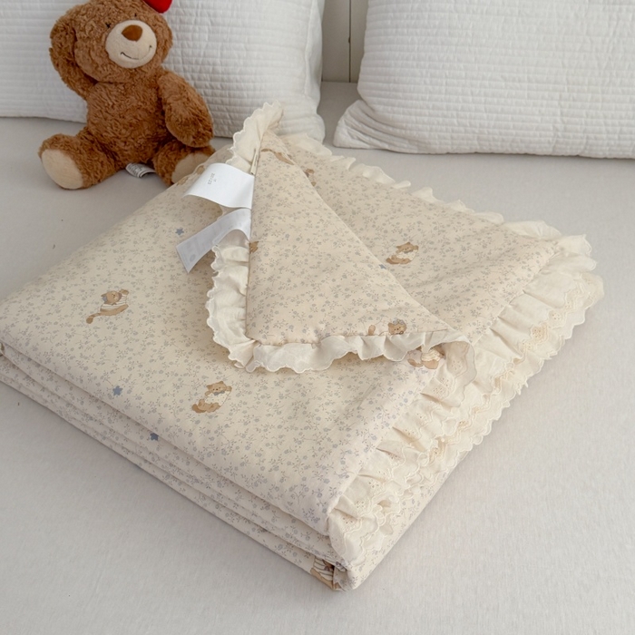 91家纺网 家纺一手货源 找家纺 暖生活 2026春夏新款全棉花边款夏被夏凉被空调被-卡通版 小猫花梦