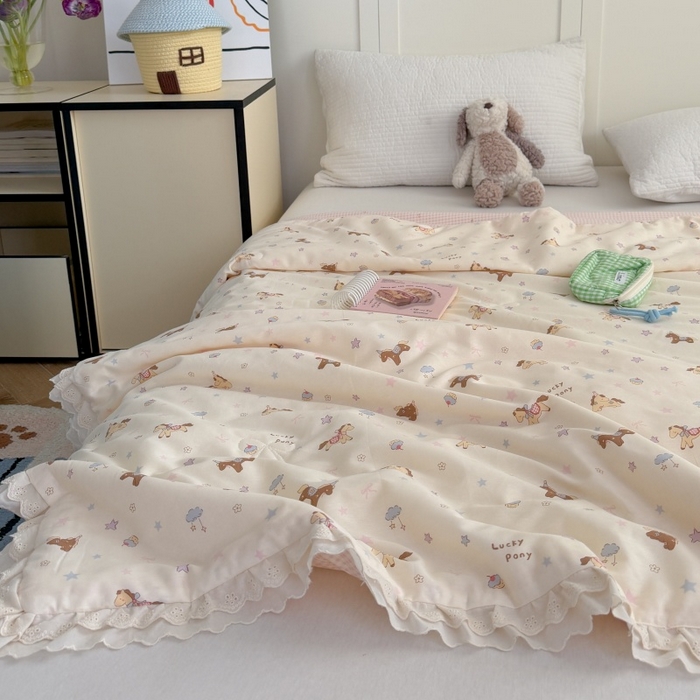 91家纺网 家纺一手货源 找家纺 暖生活 2026春夏新款全棉花边款夏被夏凉被空调被-卡通版 小小马