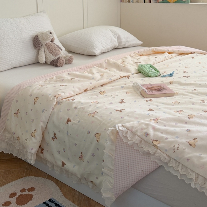 91家纺网 家纺一手货源 找家纺 暖生活 2026春夏新款全棉花边款夏被夏凉被空调被-卡通版 小小马