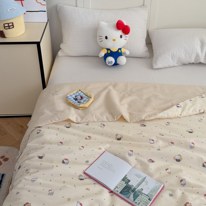 91家纺网 家纺一手货源 找家纺 暖生活 2026春夏新款全棉花边款夏被夏凉被空调被-卡通版 星月凯蒂