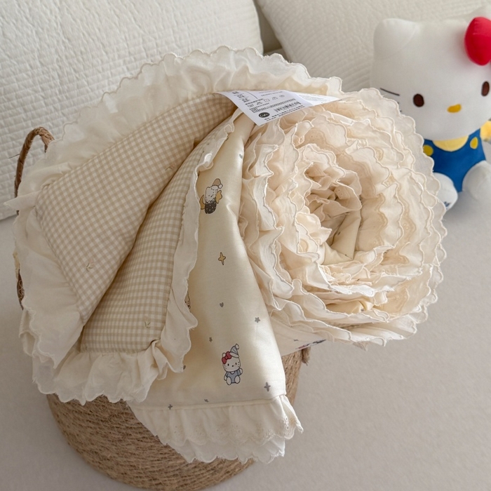 91家纺网 家纺一手货源 找家纺 暖生活 2026春夏新款全棉花边款夏被夏凉被空调被-卡通版 星月凯蒂