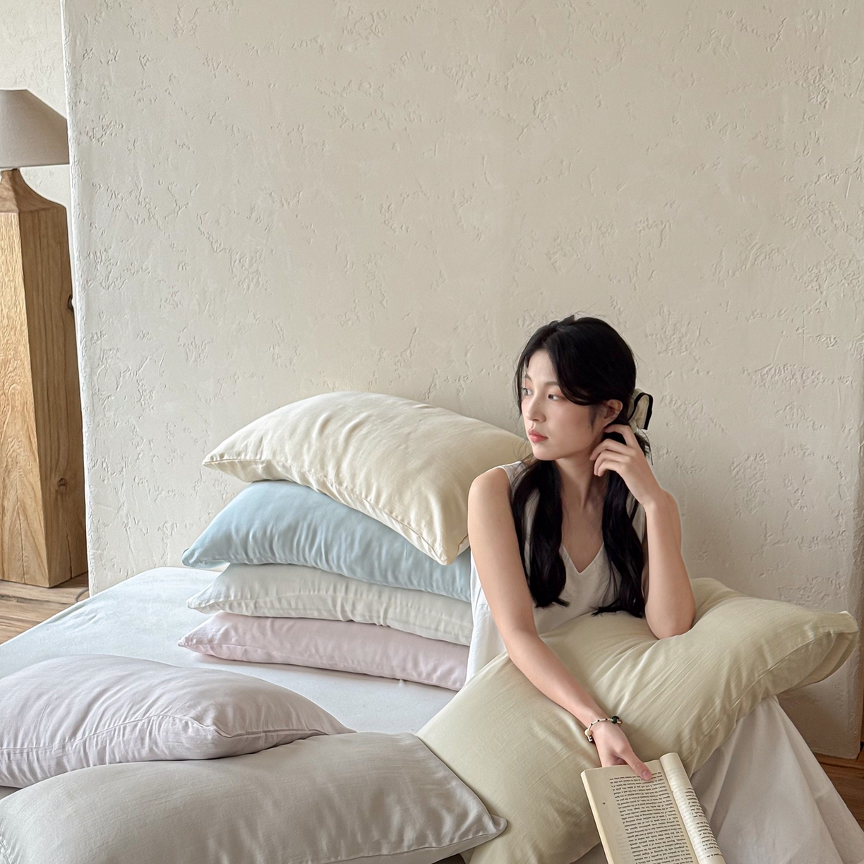 91家纺网 家纺一手货源 找家纺 （总）时光里 2026新款60支水洗天丝单枕套 枕套单件枕套单品