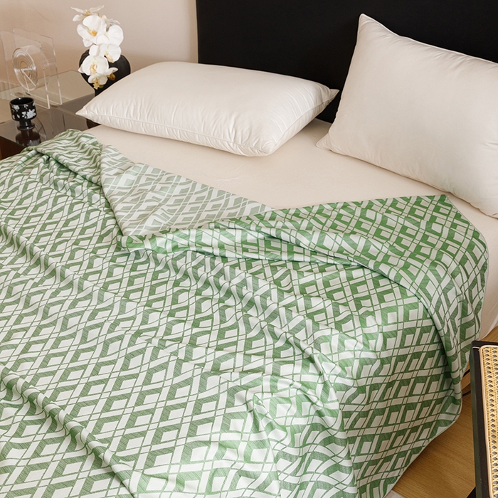 91家纺网 家纺一手货源 找家纺 悦然毛巾被 2026新款竹纤维冷感毯盖毯再生素纤维休闲夏被毛巾被夏凉被空调被 格韵梦享绿