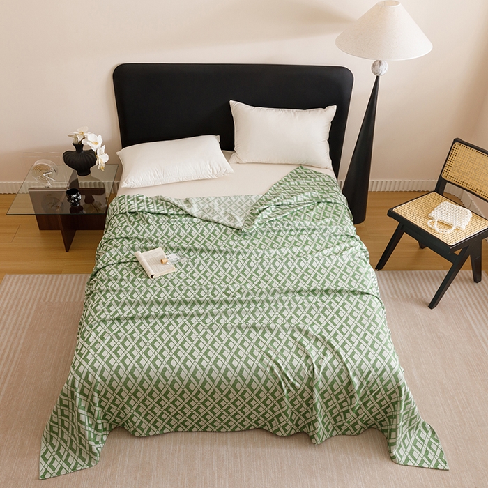 91家纺网 家纺一手货源 找家纺 悦然毛巾被 2026新款竹纤维冷感毯盖毯再生素纤维休闲夏被毛巾被夏凉被空调被 格韵梦享绿