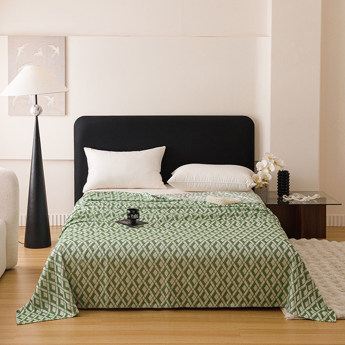 91家纺网 家纺一手货源 找家纺 悦然毛巾被 2026新款竹纤维冷感毯盖毯再生素纤维休闲夏被毛巾被夏凉被空调被 格韵梦享绿