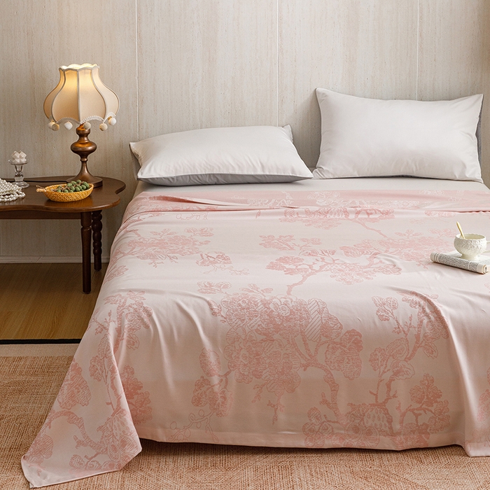 91家纺网 家纺一手货源 找家纺 悦然毛巾被 2026新款竹纤维冷感毯盖毯再生素纤维休闲夏被毛巾被夏凉被空调被 浪漫花开粉