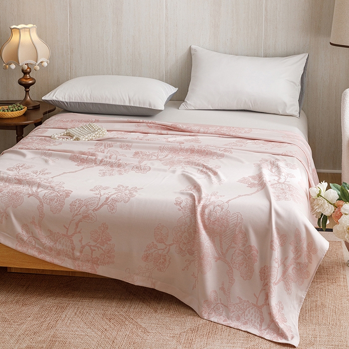 91家纺网 家纺一手货源 找家纺 悦然毛巾被 2026新款竹纤维冷感毯盖毯再生素纤维休闲夏被毛巾被夏凉被空调被 浪漫花开粉