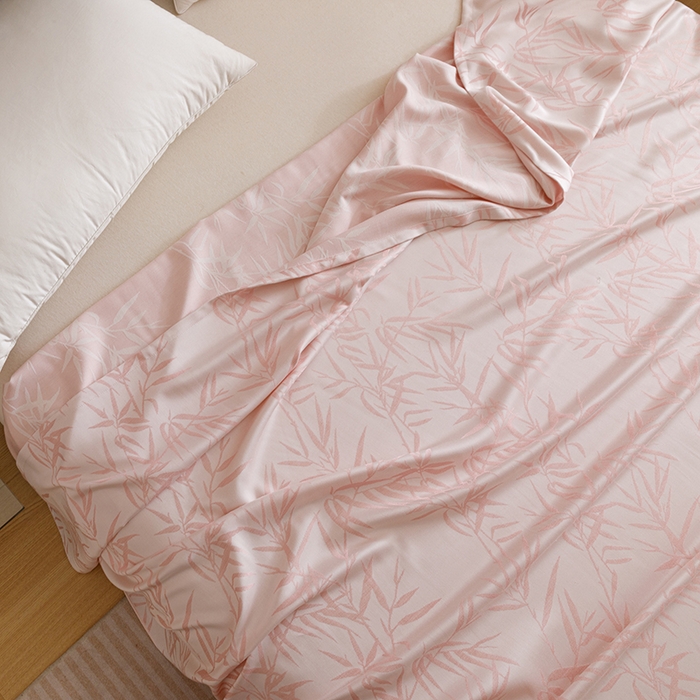 91家纺网 家纺一手货源 找家纺 悦然毛巾被 2026新款竹纤维冷感毯盖毯再生素纤维休闲夏被毛巾被夏凉被空调被 竹语织锦粉