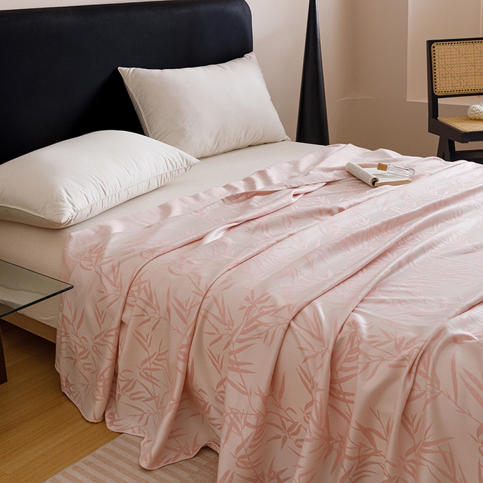 91家纺网 家纺一手货源 找家纺 悦然毛巾被 2026新款竹纤维冷感毯盖毯再生素纤维休闲夏被毛巾被夏凉被空调被 竹语织锦粉