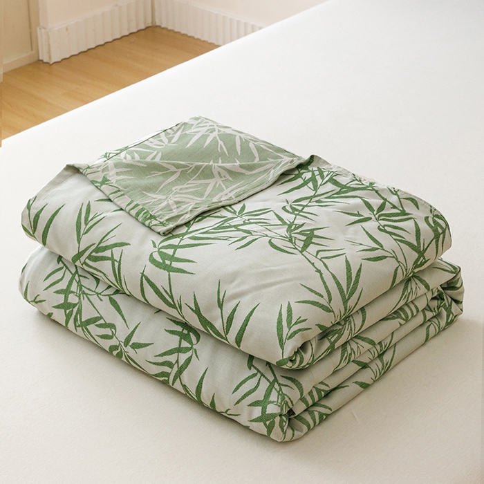 悦然毛巾被 2026新款竹纤维冷感毯盖毯再生素纤维休闲夏被毛巾被夏凉被空调被 竹语织锦绿