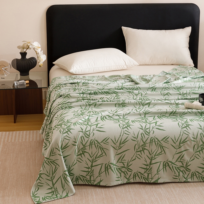 91家纺网 家纺一手货源 找家纺 悦然毛巾被 2026新款竹纤维冷感毯盖毯再生素纤维休闲夏被毛巾被夏凉被空调被 竹语织锦绿