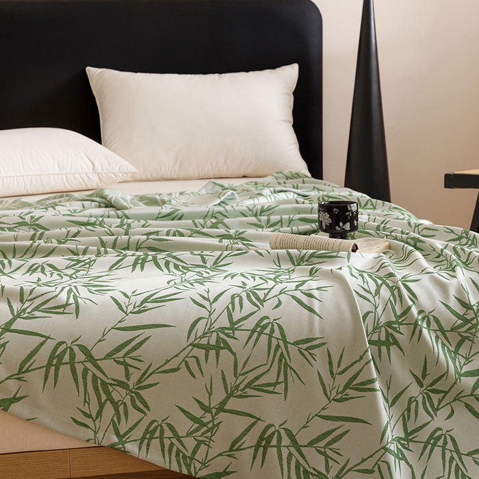 91家纺网 家纺一手货源 找家纺 悦然毛巾被 2026新款竹纤维冷感毯盖毯再生素纤维休闲夏被毛巾被夏凉被空调被 竹语织锦绿