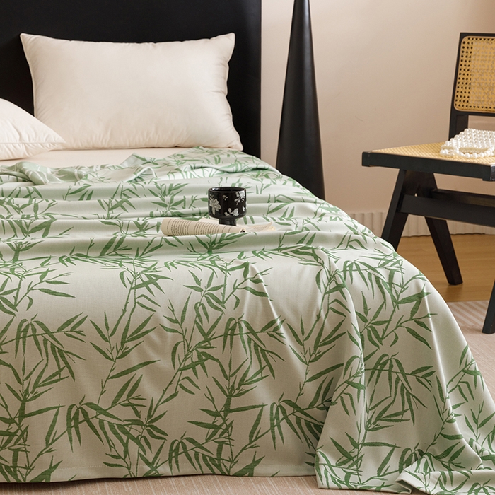 91家纺网 家纺一手货源 找家纺 悦然毛巾被 2026新款竹纤维冷感毯盖毯再生素纤维休闲夏被毛巾被夏凉被空调被 竹语织锦绿