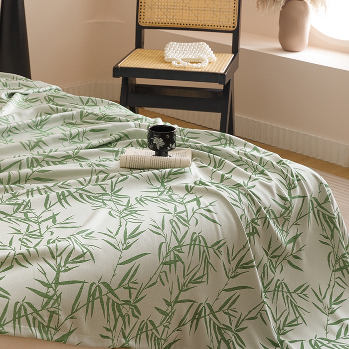 91家纺网 家纺一手货源 找家纺 悦然毛巾被 2026新款竹纤维冷感毯盖毯再生素纤维休闲夏被毛巾被夏凉被空调被 竹语织锦绿