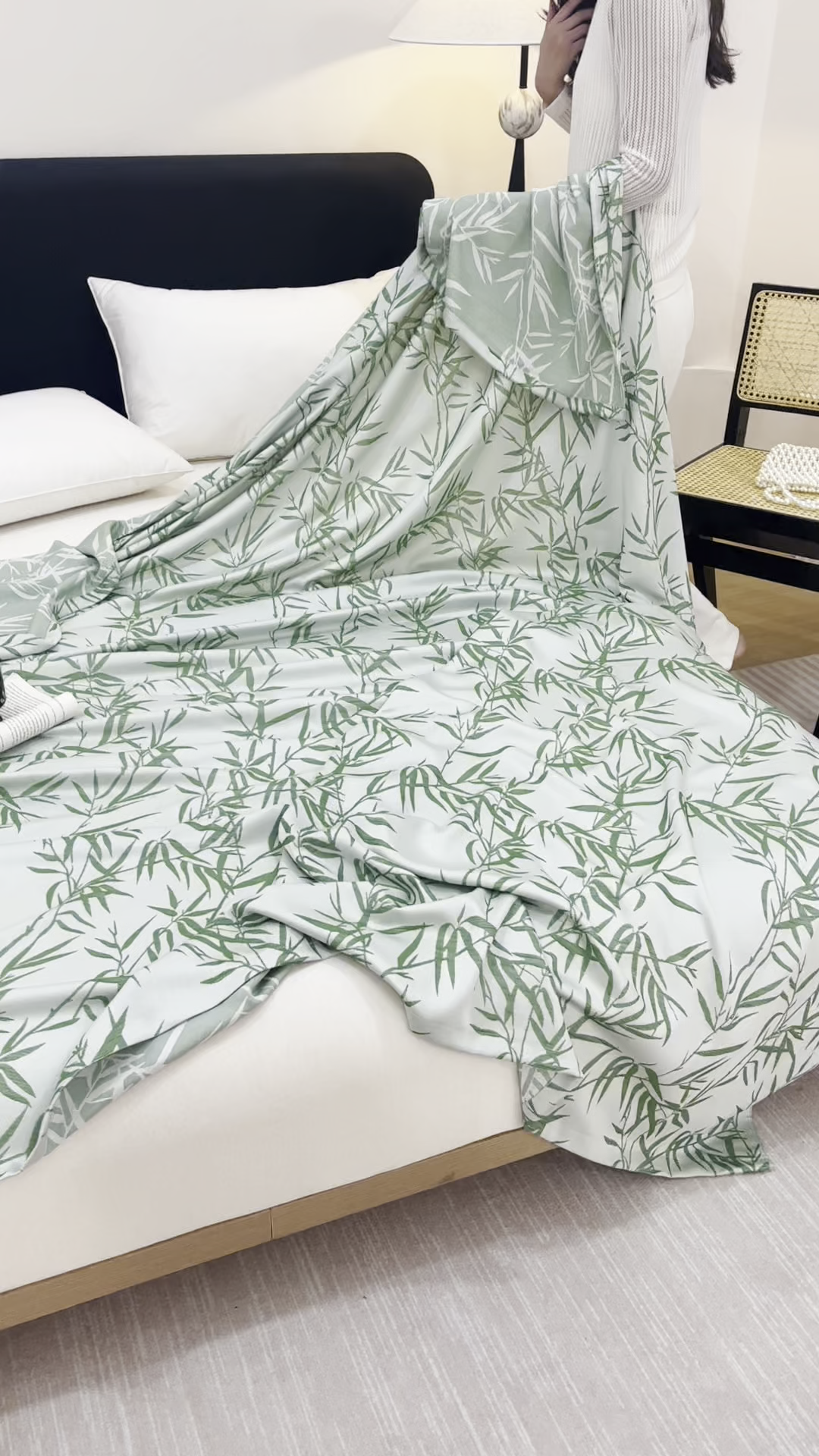 91家纺网 家纺一手货源 找家纺 悦然毛巾被 2026新款竹纤维冷感毯盖毯再生素纤维休闲夏被毛巾被夏凉被空调被 竹语织锦绿