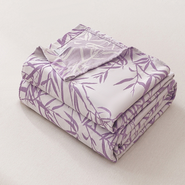 悦然毛巾被 2026新款竹纤维冷感毯盖毯再生素纤维休闲夏被毛巾被夏凉被空调被 竹语织锦紫