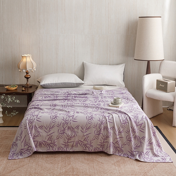 91家纺网 家纺一手货源 找家纺 悦然毛巾被 2026新款竹纤维冷感毯盖毯再生素纤维休闲夏被毛巾被夏凉被空调被 竹语织锦紫