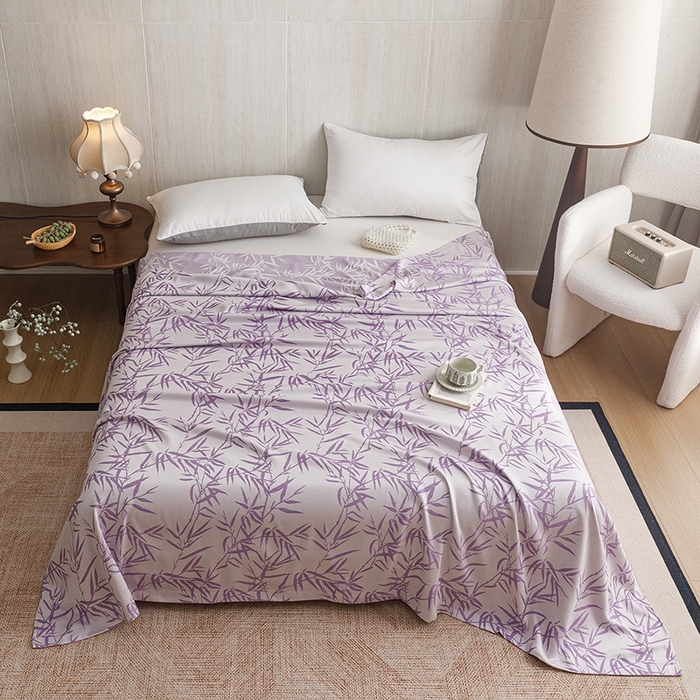 91家纺网 家纺一手货源 找家纺 悦然毛巾被 2026新款竹纤维冷感毯盖毯再生素纤维休闲夏被毛巾被夏凉被空调被 竹语织锦紫