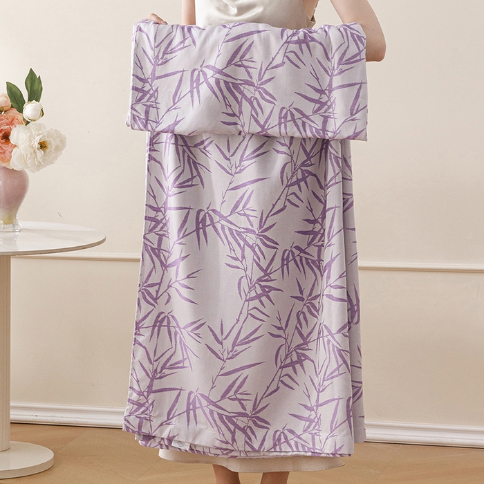 91家纺网 家纺一手货源 找家纺 悦然毛巾被 2026新款竹纤维冷感毯盖毯再生素纤维休闲夏被毛巾被夏凉被空调被 竹语织锦紫