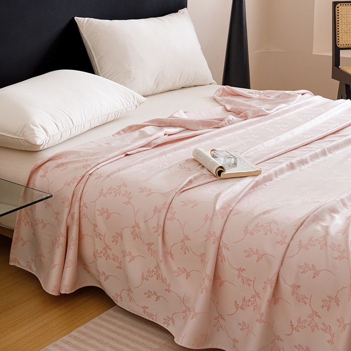 91家纺网 家纺一手货源 找家纺 悦然毛巾被 2026新款竹纤维冷感毯盖毯再生素纤维休闲夏被毛巾被夏凉被空调被 竹韵叶梦粉