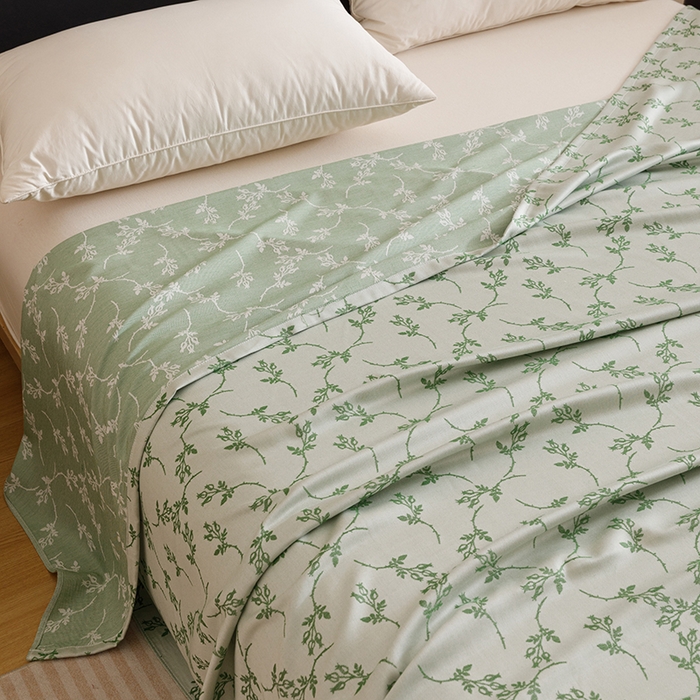 91家纺网 家纺一手货源 找家纺 悦然毛巾被 2026新款竹纤维冷感毯盖毯再生素纤维休闲夏被毛巾被夏凉被空调被 竹韵叶梦绿