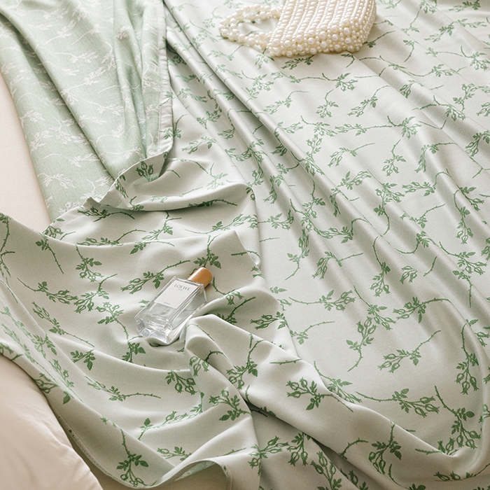 91家纺网 家纺一手货源 找家纺 悦然毛巾被 2026新款竹纤维冷感毯盖毯再生素纤维休闲夏被毛巾被夏凉被空调被 竹韵叶梦绿
