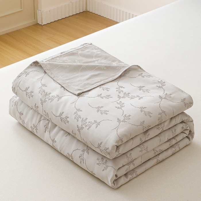 悦然毛巾被 2026新款竹纤维冷感毯盖毯再生素纤维休闲夏被毛巾被夏凉被空调被 竹韵叶梦银