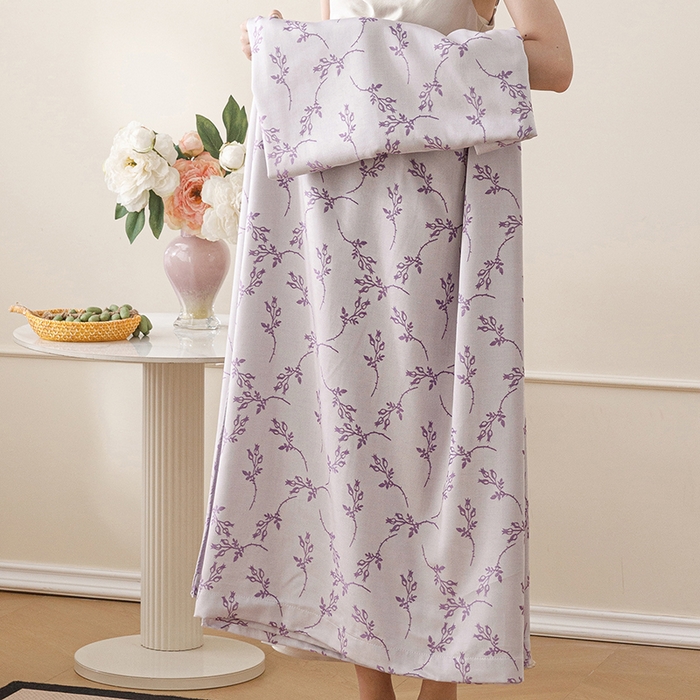 91家纺网 家纺一手货源 找家纺 悦然毛巾被 2026新款竹纤维冷感毯盖毯再生素纤维休闲夏被毛巾被夏凉被空调被 竹韵叶梦紫