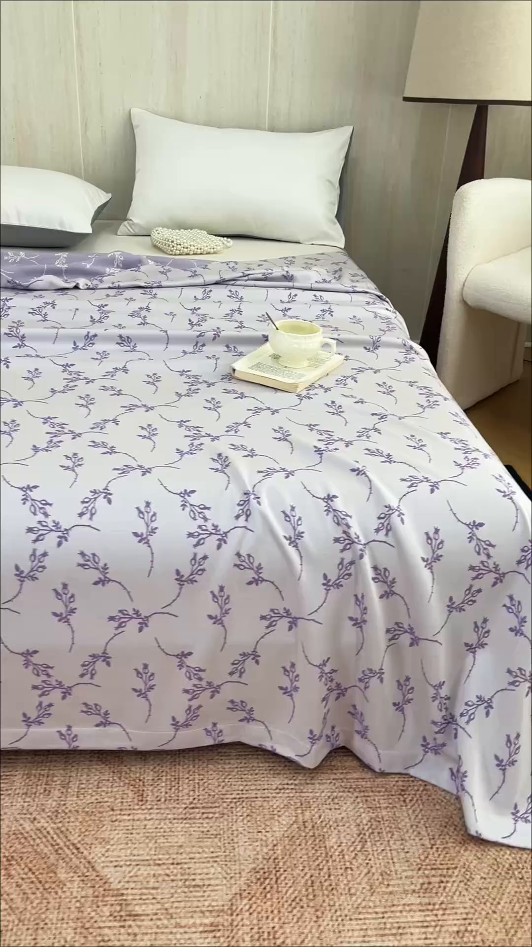 91家纺网 家纺一手货源 找家纺 悦然毛巾被 2026新款竹纤维冷感毯盖毯再生素纤维休闲夏被毛巾被夏凉被空调被 竹韵叶梦紫