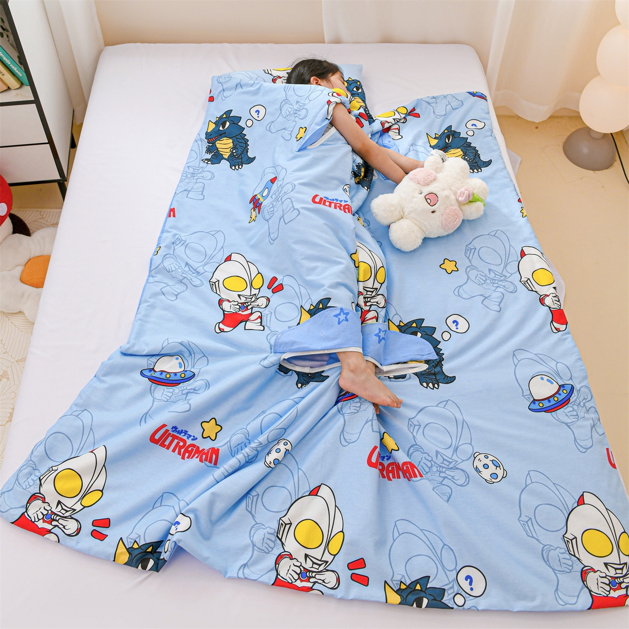 91家纺网 家纺一手货源 找家纺 （总）名兮家居 2026新款经典奥特曼三丽鸥A类全棉纯棉儿童睡袋护肚防踢被