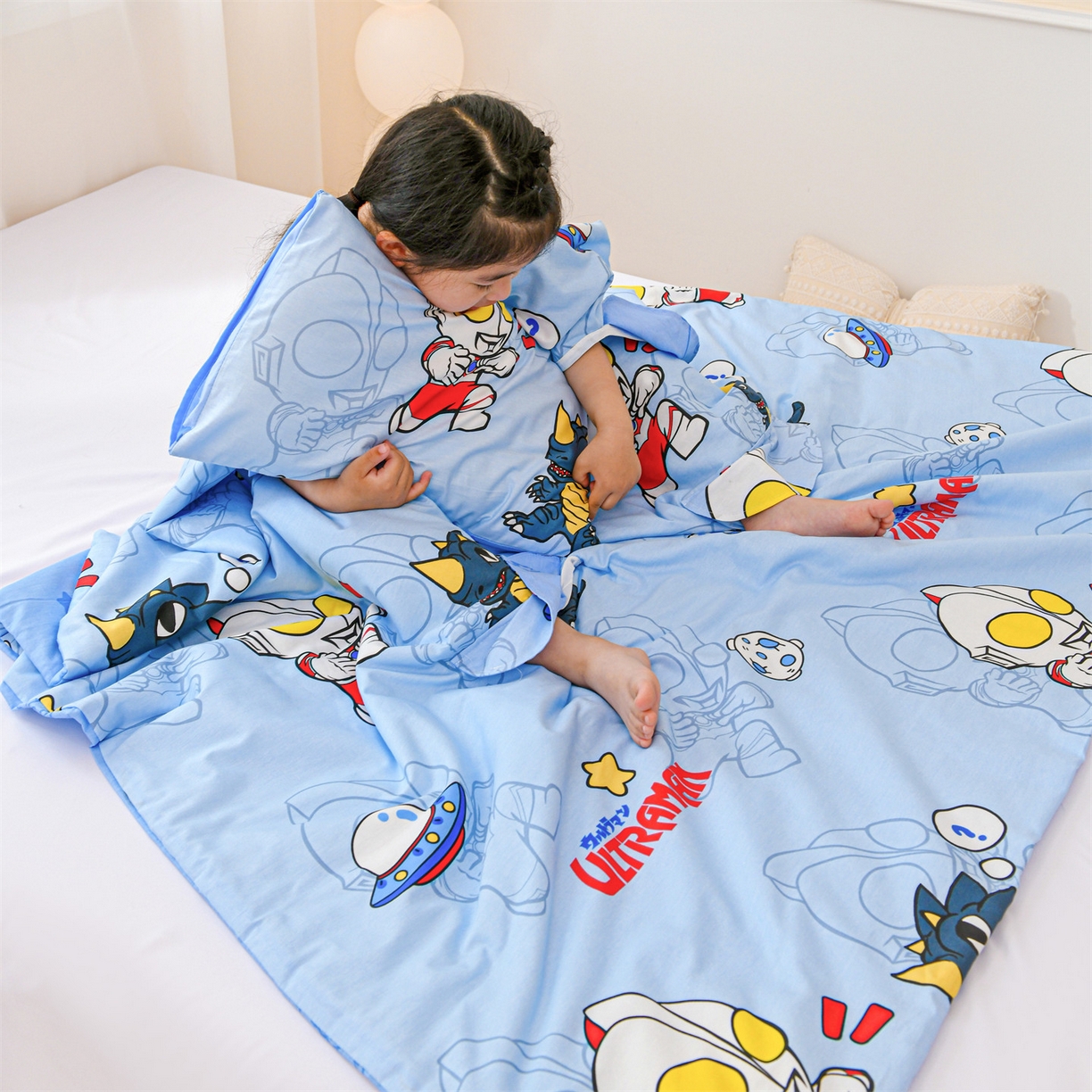 91家纺网 家纺一手货源 找家纺 （总）名兮家居 2026新款经典奥特曼三丽鸥A类全棉纯棉儿童睡袋护肚防踢被