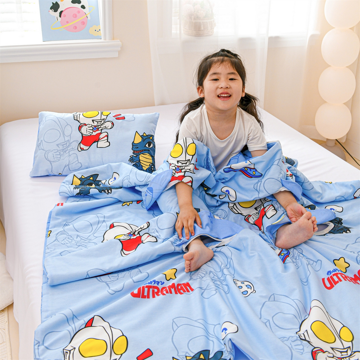 91家纺网 家纺一手货源 找家纺 （总）名兮家居 2026新款经典奥特曼三丽鸥A类全棉纯棉儿童睡袋护肚防踢被