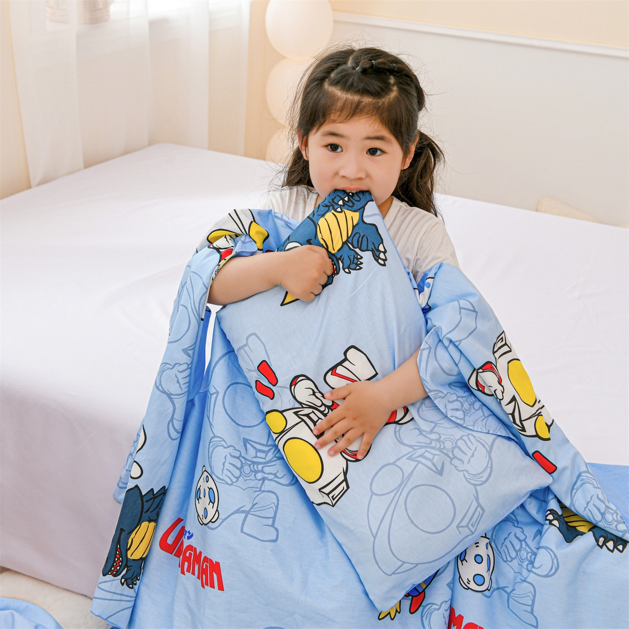 91家纺网 家纺一手货源 找家纺 （总）名兮家居 2026新款经典奥特曼三丽鸥A类全棉纯棉儿童睡袋护肚防踢被